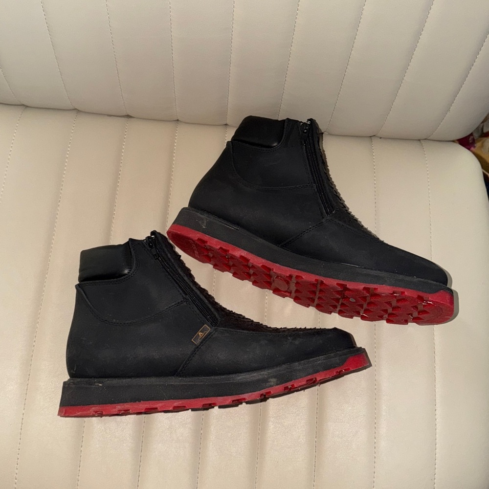 Black Python Print Square Toe Boots with Double Z… - image 6